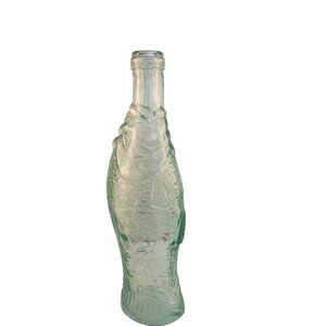 Vintage Vetreria Etrusca Fish Bottle Italian Green Aqua Glass Vase Decanter